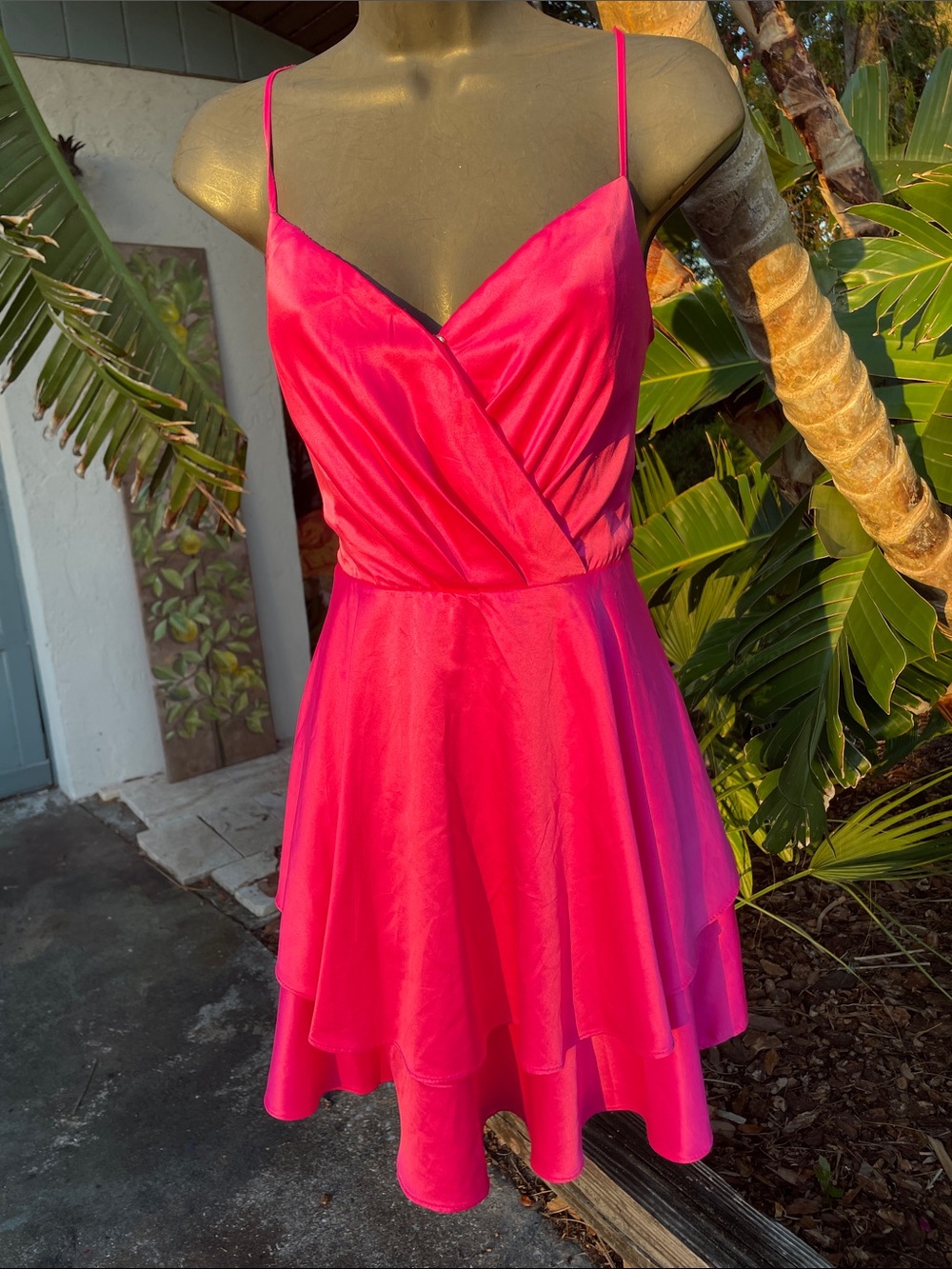 Magenta, pink mini dress